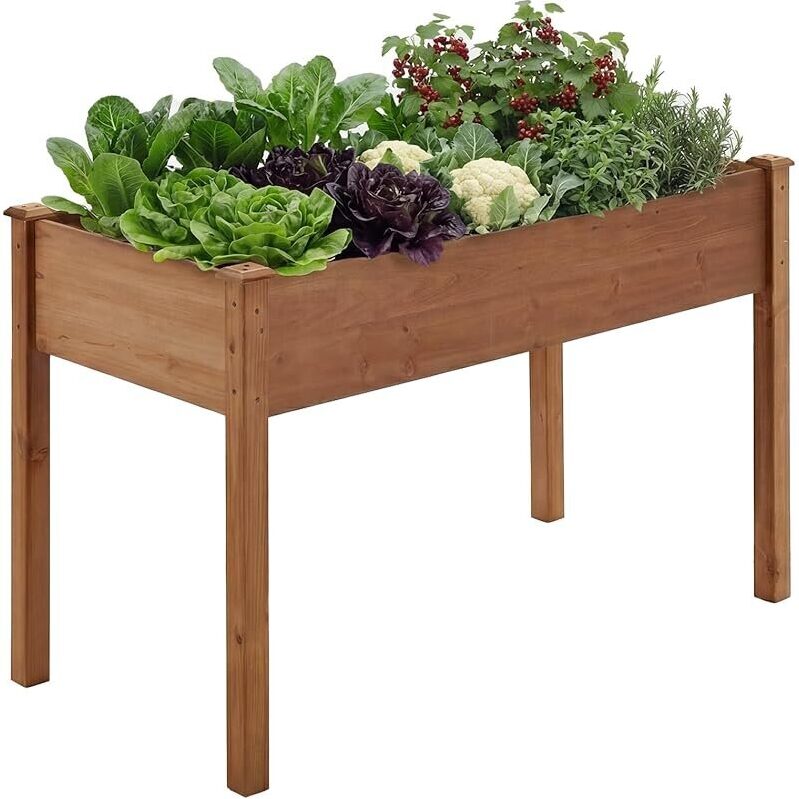 Wood Raised Garden Bed with Legs - 48 x 24 x 30-in, 4.4 cu.ft