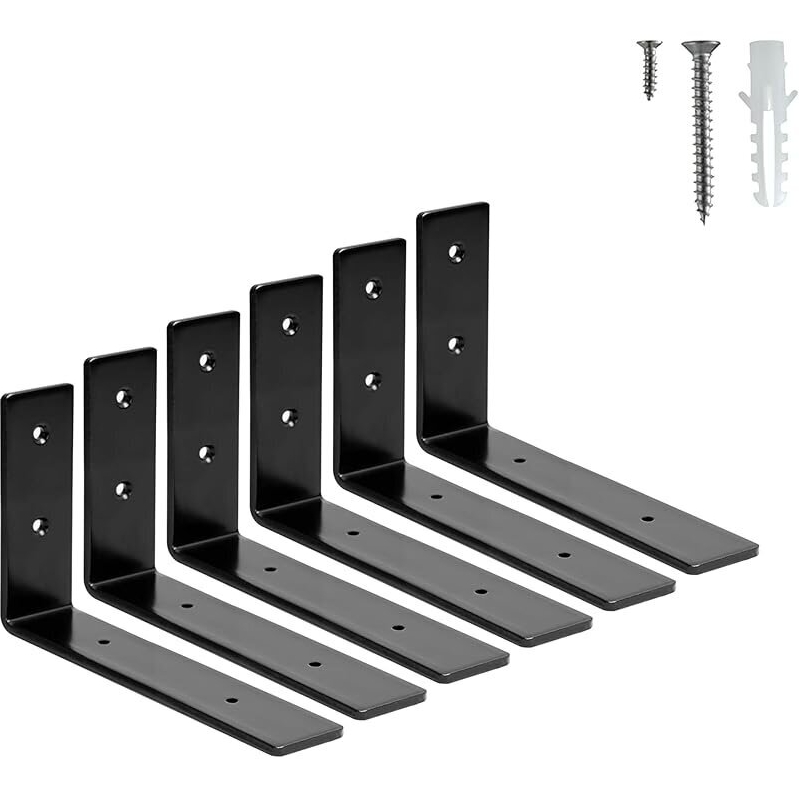 HEART ART 6-Pack Shelf Brackets - Durable 6-Inch Load-Bearing Metal Brackets