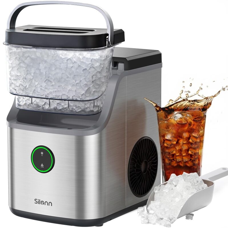 Silonn 33lb/day Self-Cleaning Countertop Nugget Ice Maker - Soft Chewable Ice