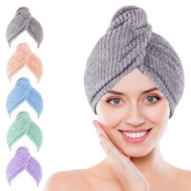 Kldnkig Microfiber Hair Towel Set - 5-Pack for Drying, Hair Protection