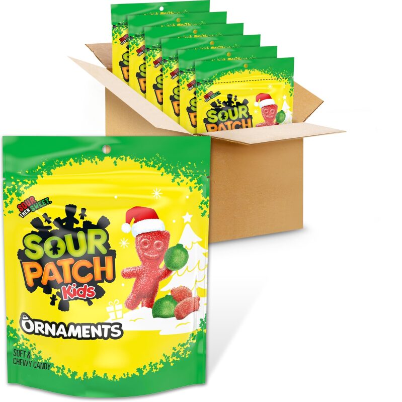 6pk Sour Patch Kids Ornaments Soft & Chewy Holiday Candy 10oz