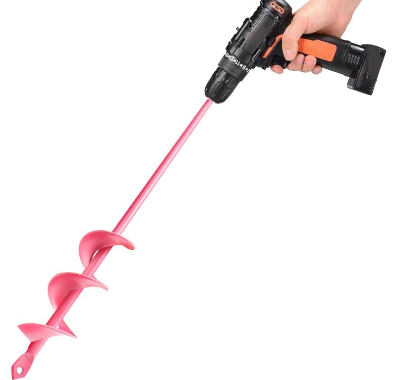 Efficient 1.6 x 16.5-Inch Pink Auger Drill Bit for Planting