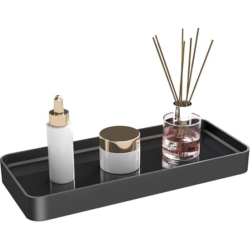 Elegant Bathroom Organizer Countertop - Black Tempered Glass