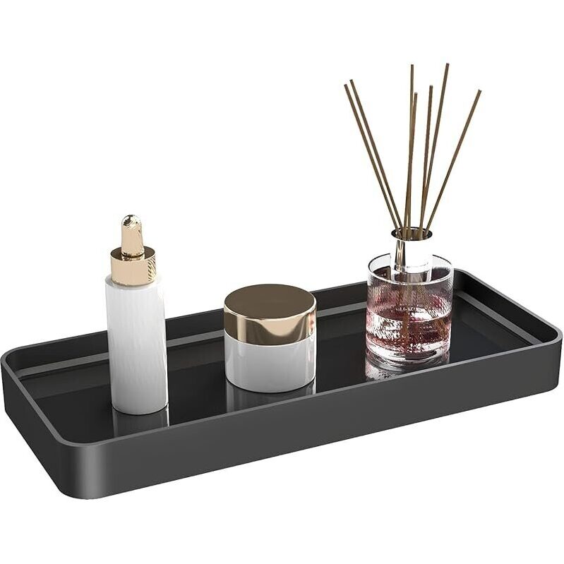 Elegant Bathroom Organizer Countertop - Black Tempered Glass