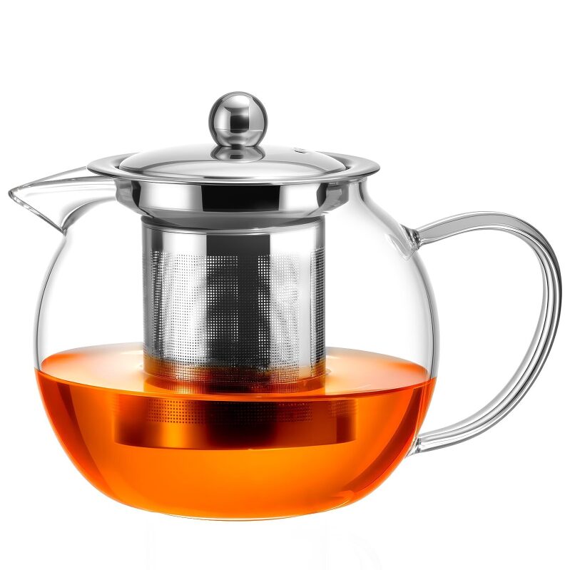 Baalaka Glass Teapot Stovetop 22oz/650ml Tea pot - Durable Borosilicate Glass, Microwave-Safe