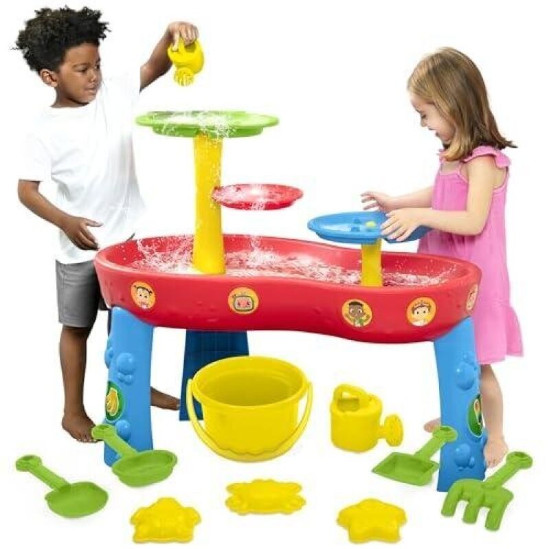 CoComelon Water Table by Delta Children - 3-Tier Activity Play Table with 11-Piece Toy Set