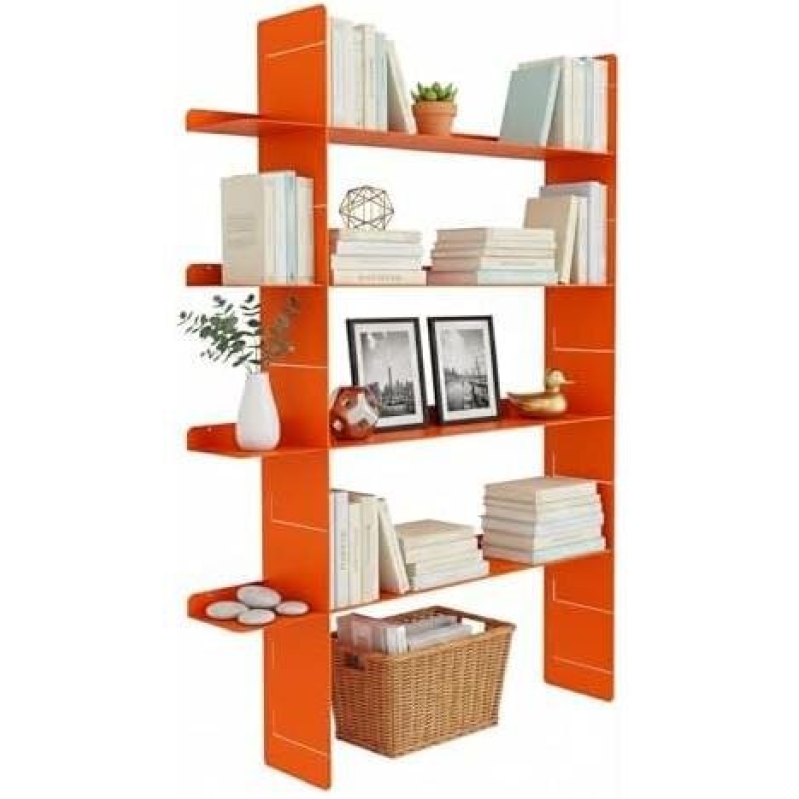 Four-Layer Strong Load-Bearing Metal Floating Wall-Mounted Bookshelf