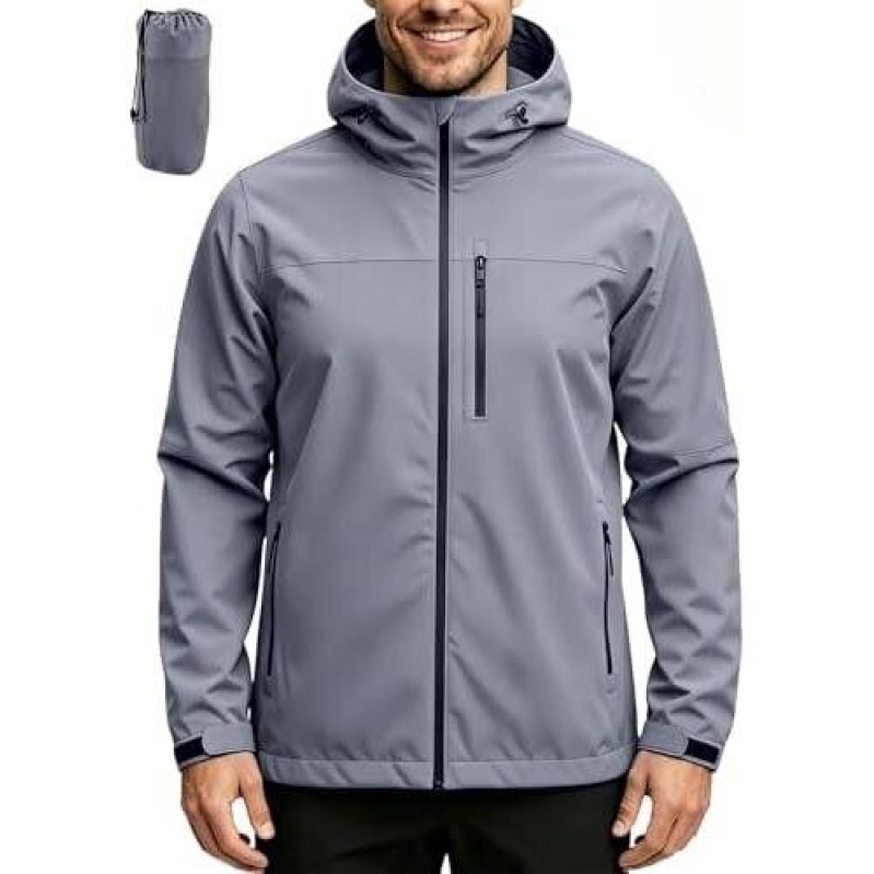 Men's Lightweight Waterproof Jacket with Hood - 60% Off