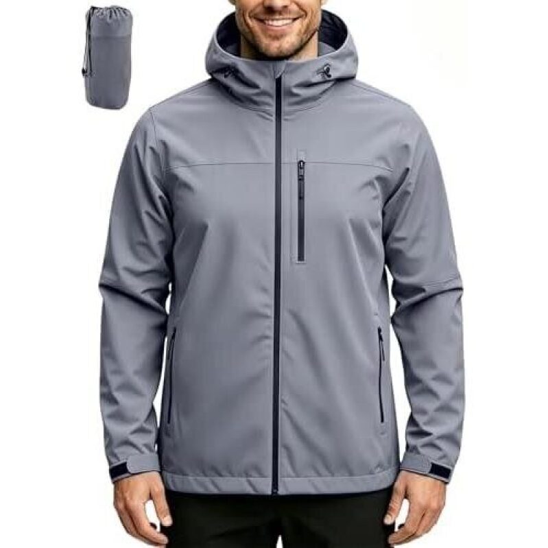 Men's Lightweight Waterproof Jacket with Hood - 60% Off
