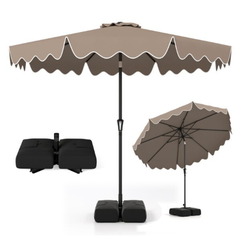 Costway 9' Patio Umbrella with Weighted Base and Sandbags for $70 - Free Shipping