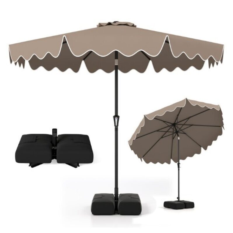 Costway 9' Patio Umbrella with Weighted Base and Sandbags for $70 - Free Shipping