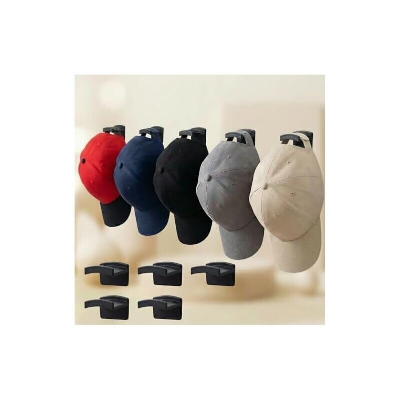 5-Pack Adhesive Hat Hooks for Wall - Ideal for Home & Office