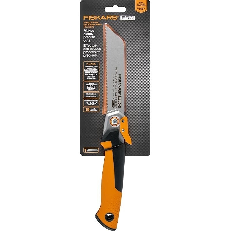 Fiskars Pro POWER TOOTH Folding Pull Saw 6 inch - Precision and Safety Combined
