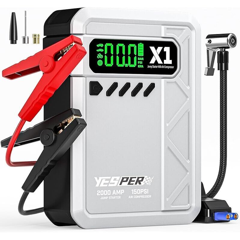 Yesper X1 Portable Jump Starter with Air Compressor - 2000A 150PSI