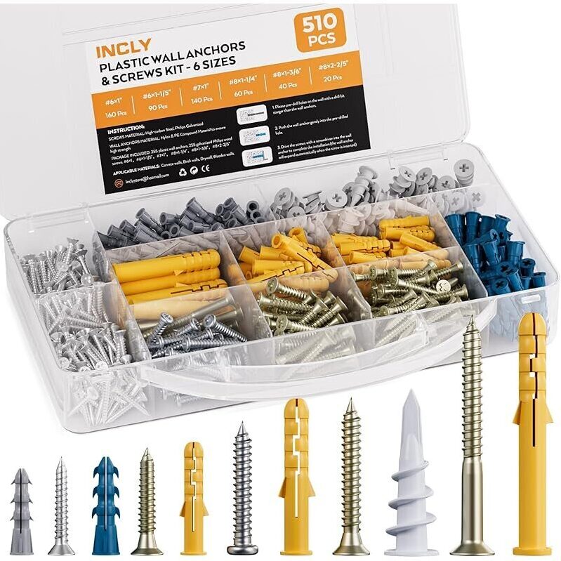 Versatile Drywall Anchors and Screws Kit - Complete Assortment for All Your Fixing Needs