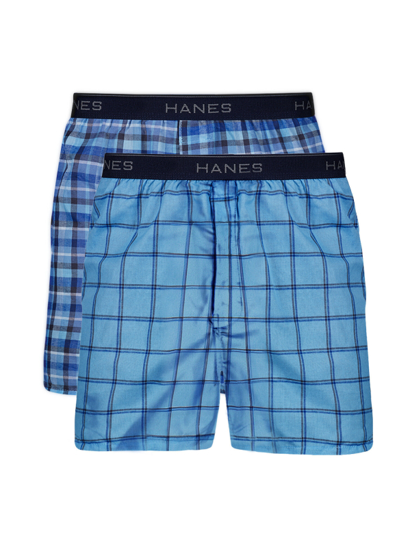 2-Pack Hanes Mens Moisture-Wicking Boxer Underwear - Value Pack