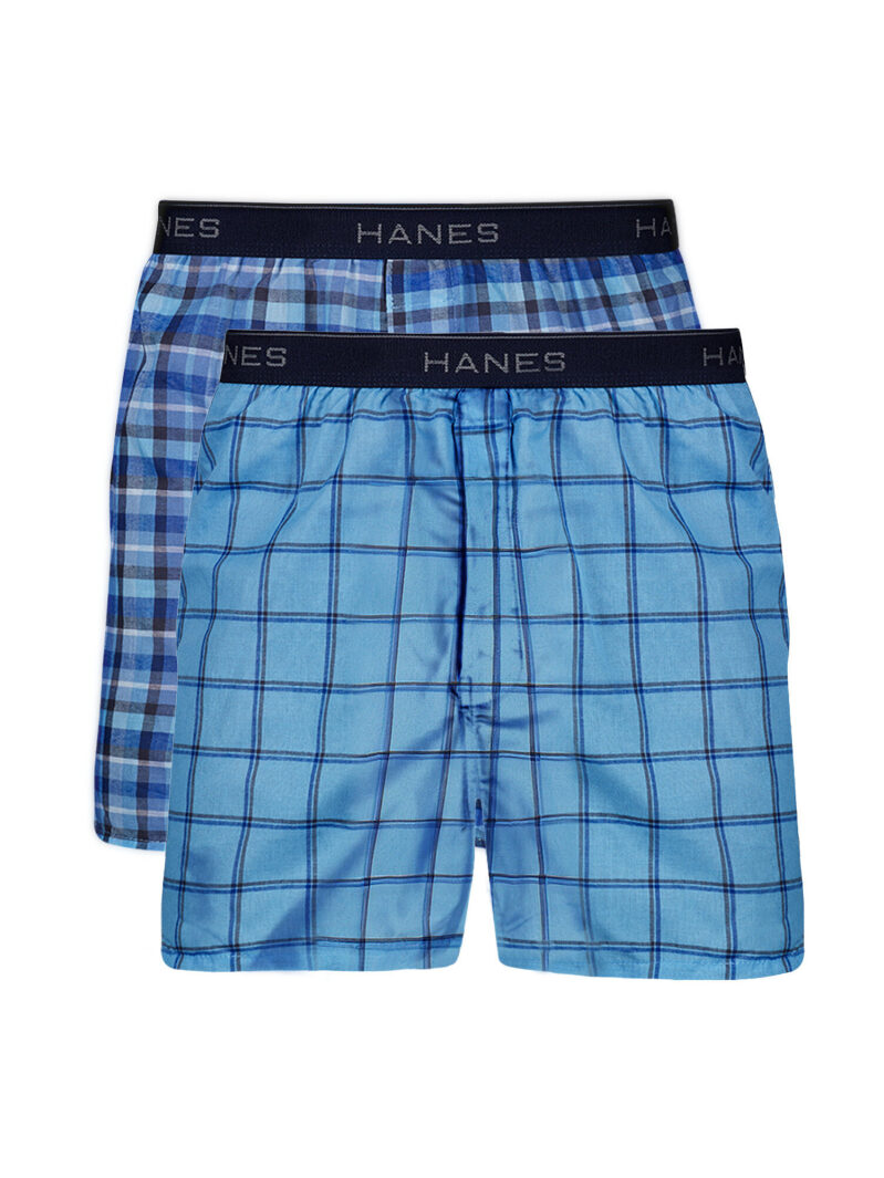 2-Pack Hanes Mens Moisture-Wicking Boxer Underwear - Value Pack