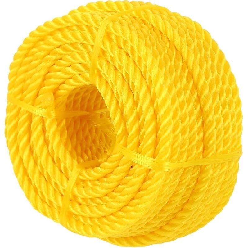 Bright Yellow Polypropylene Rope: Durable 1/4-in x 100ft for All-Purpose Use