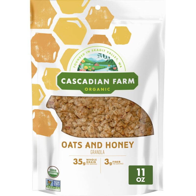 8-Pack Cascadian Farm Organic Granola Oats and Honey Cereal 11oz