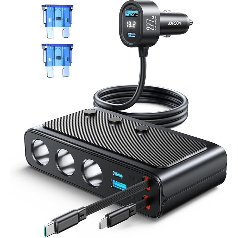 Joyroom 9-in-1 227W Dual Retractable Cigarette Lighter Splitter