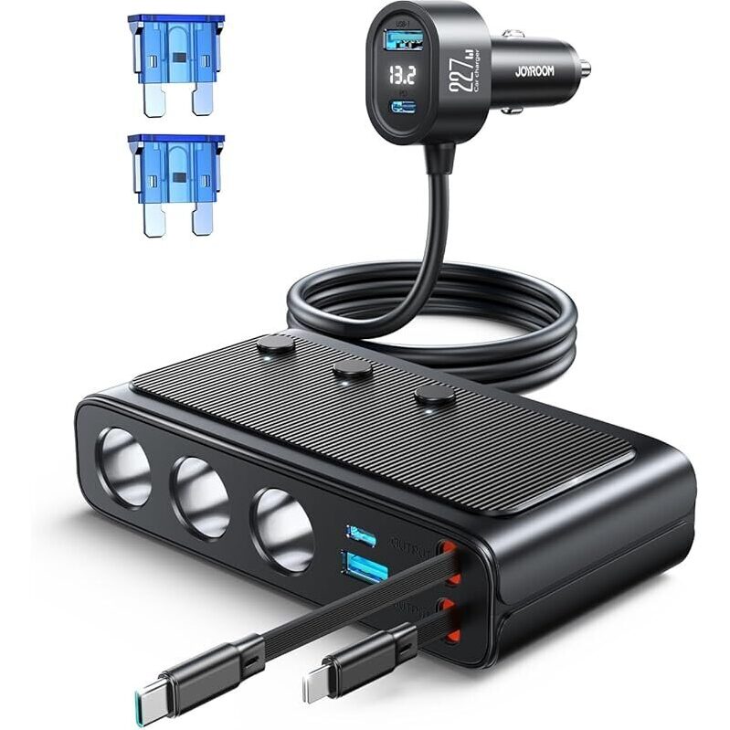 Joyroom 9-in-1 227W Dual Retractable Cigarette Lighter Splitter