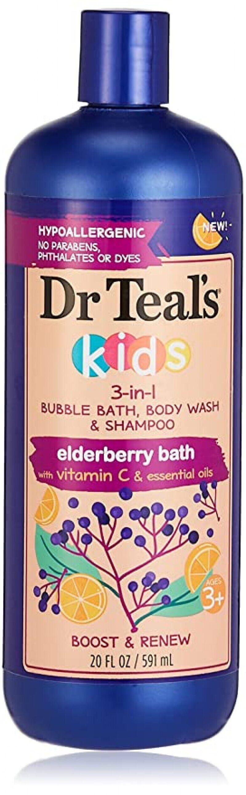 Dr Teal's Kids 3-in-1 Elderberry Bubble Bath, Body Wash & Shampoo - $3.28