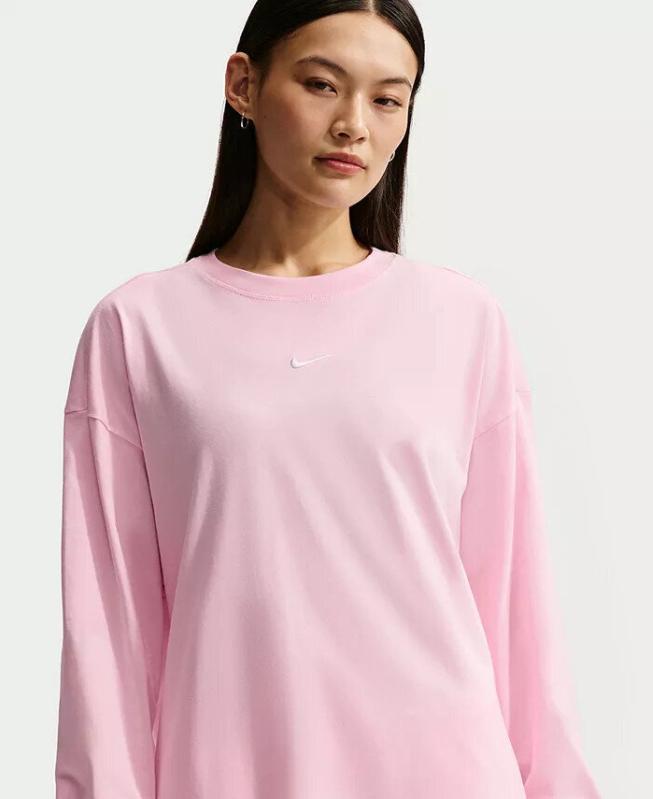 Nike Women's Oversized Long Sleeve T-Shirt - Pink