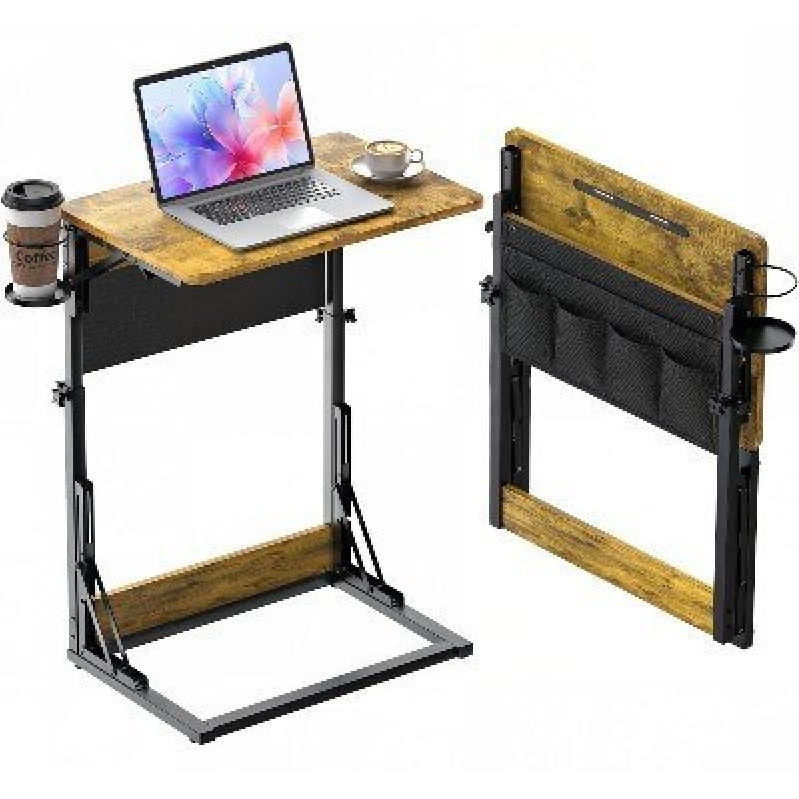 Adjustable TV Tray Table with Cup Holder - Perfect for Bedside Use