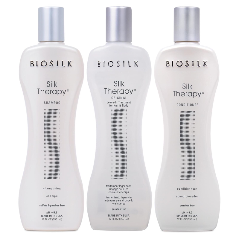 BioSilk 3-Piece Silk Therapy Kit: Shampoo, Conditioner & Serum for Radiant Hair