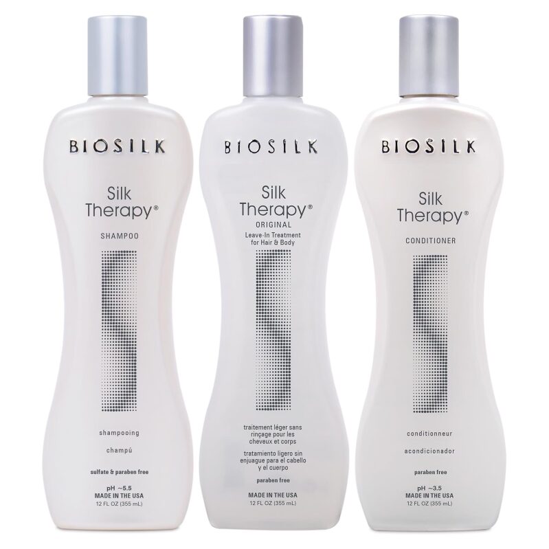 BioSilk 3-Piece Silk Therapy Kit: Shampoo, Conditioner & Serum for Radiant Hair