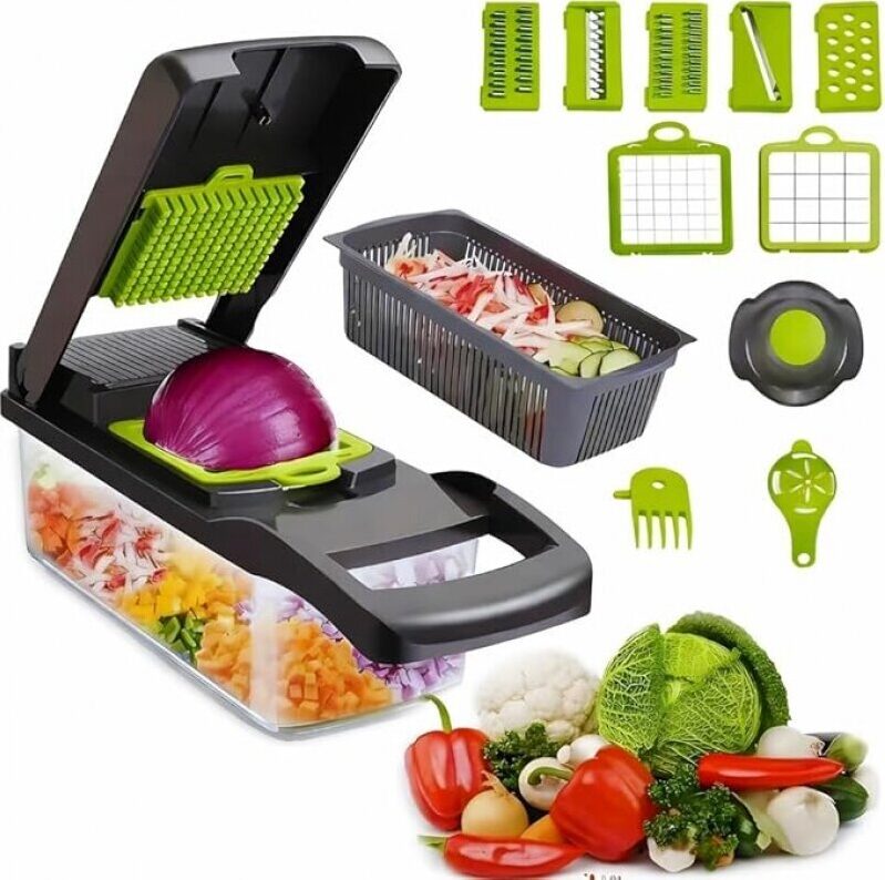 16-in-1 Vegetable Chopper Mandoline Slicer with Container - Kitchen Gadgets