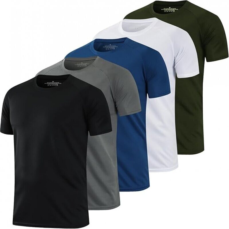 1/5 Pack HovSiyla Running Shirts for Men - Breathable, Dry Fit Athletic T-Shirts