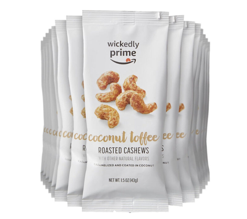 Amazon Brand Wickedly Prime Coconut Coffee Roasted Cashews 15 Pack - Prime Deal