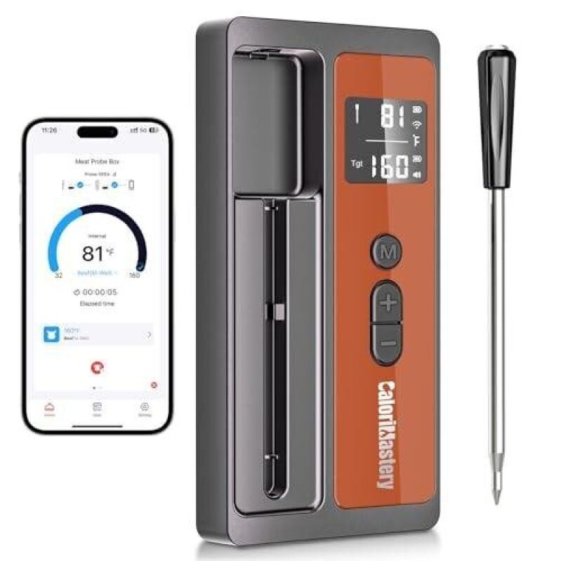 Wireless Meat Thermometer with 500FT Bluetooth Connectivity for Grilling and Cooking