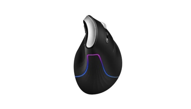 Ergonomic Vertical Mouse with Adjustable RGB Lighting - Rechargeable, Tri-Mode Connectivity