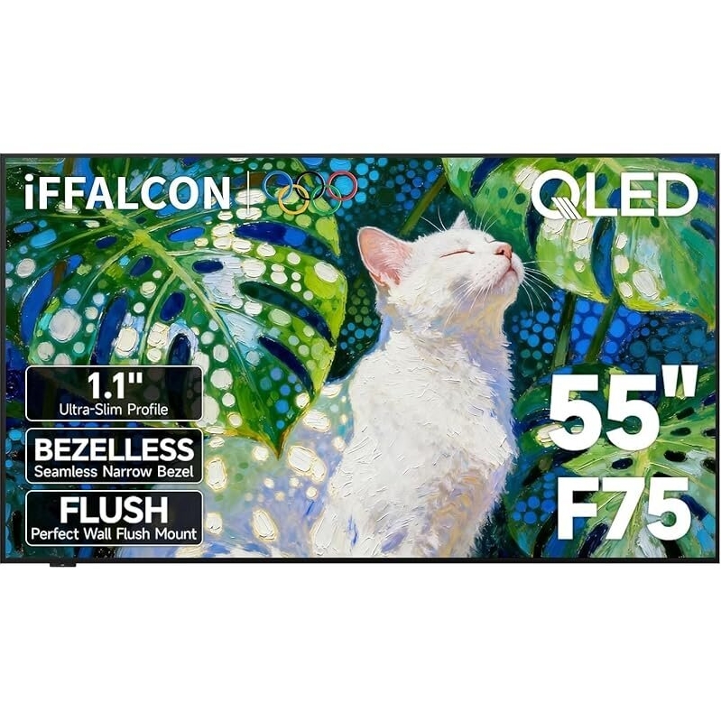 iFFALCON F75 55-Inch QLED 4K Smart TV - Sleek Floating Design