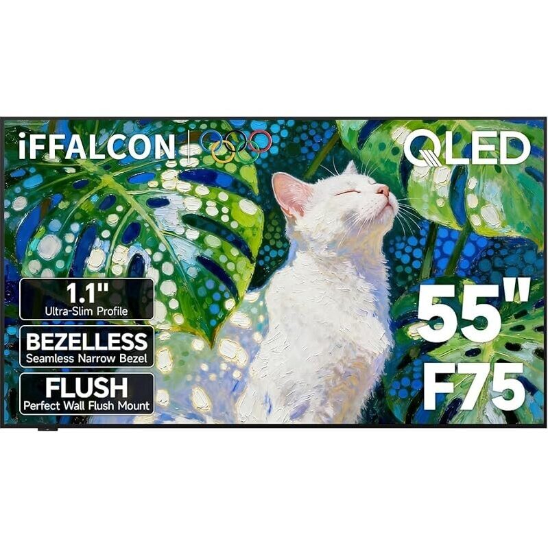 iFFALCON F75 55-Inch QLED 4K Smart TV - Sleek Floating Design