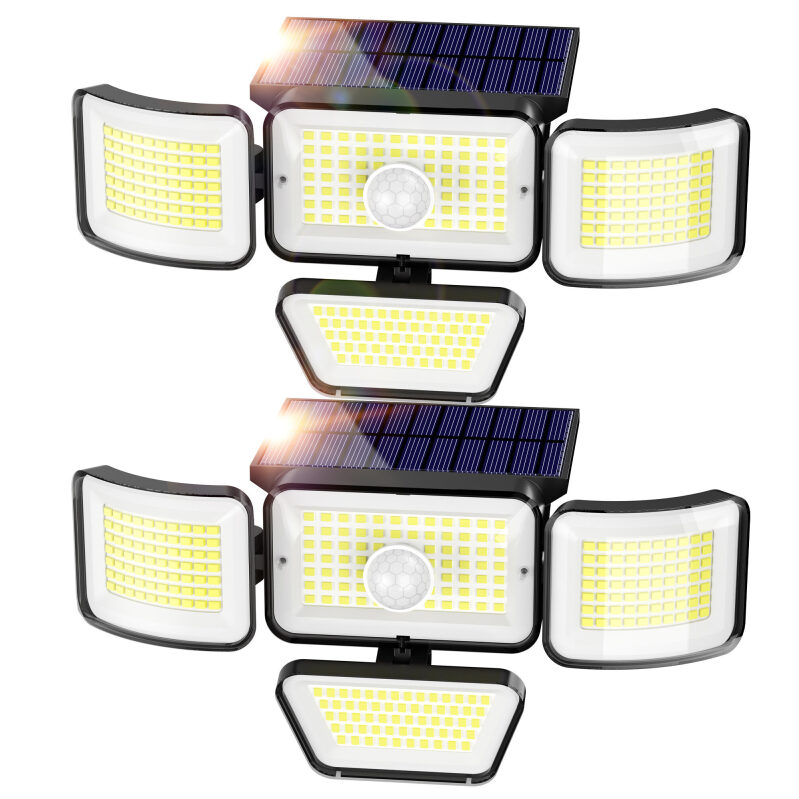 Daybetter 2-Pack 4-Head Solar Motion Sensor Outdoor Lights - 3000LM Brightness