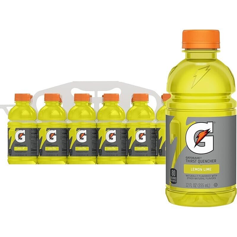 12-Pack Gatorade Thirst Quencher Lemon Lime Sports Drink 12oz - Refreshing Hydration for Athletes