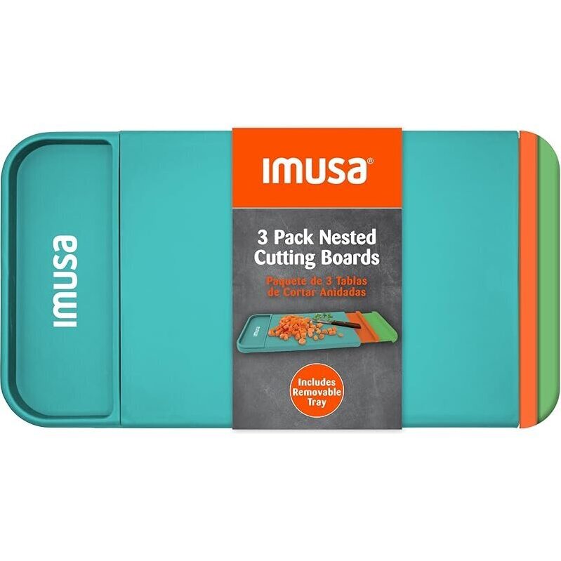 IMUSA Nesting Cutting Board Set with Removable Tray 4 Piece - Perfect for Latin Dishes