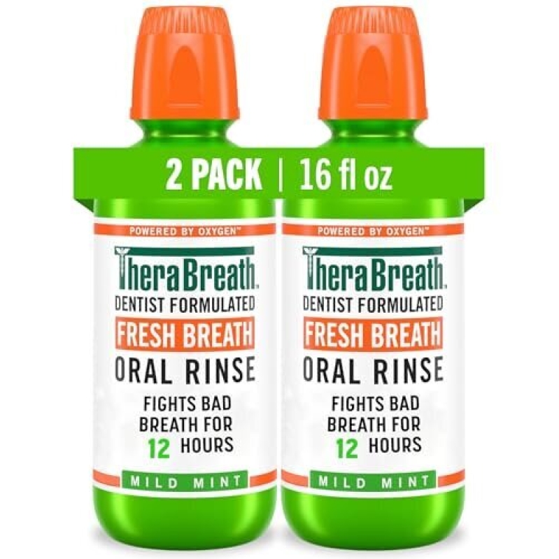 TheraBreath Fresh Breath Mouthwash 2-Pack - Mild Mint, 16oz Each