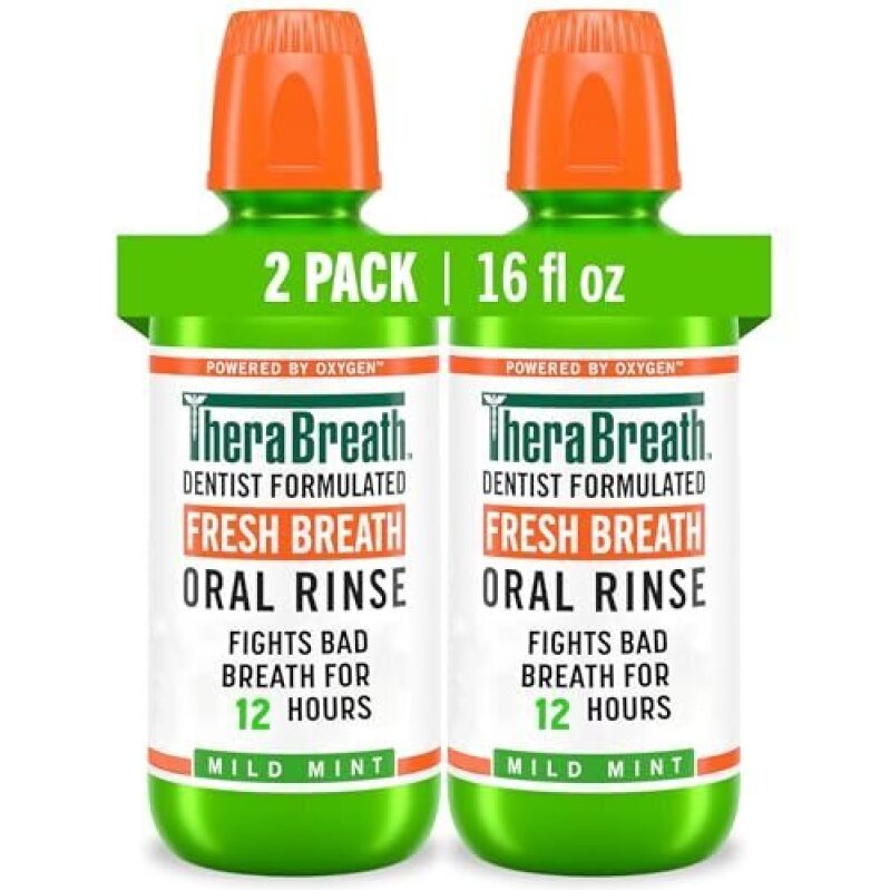 TheraBreath Fresh Breath Mouthwash 2-Pack - Mild Mint, 16oz Each