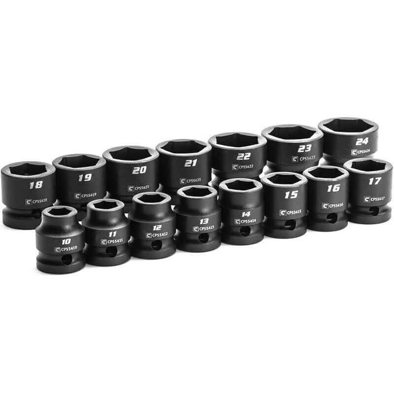 Capri Tools 1/2 in. Drive Stubby Impact Socket Set, 15-Piece