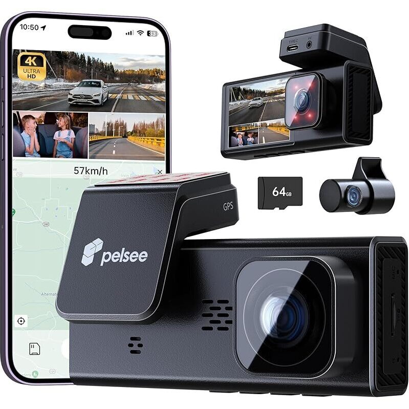 Pelsee P2 Trio 4K Dash Cam - Premium Triple-Lens System for Ultimate Driving Safety