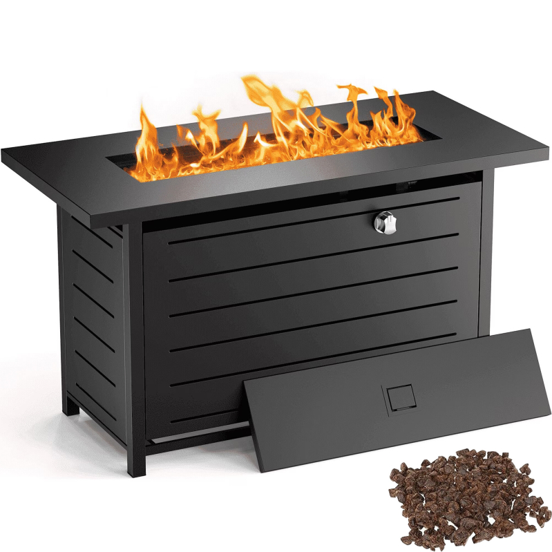 Philergo 43-Inch Rectangular 60,000 BTU Propane Fire Pit Table - Versatile Outdoor Entertainment