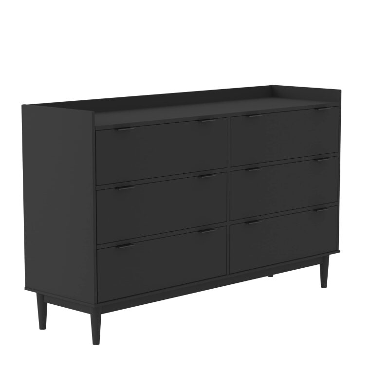 Walker Edison Polay Modern Solid Wood 6-Drawer Dresser 55 Inch