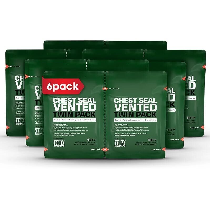 Ever Ready First Aid Vented Chest Seal 6-Pack (12-Count)