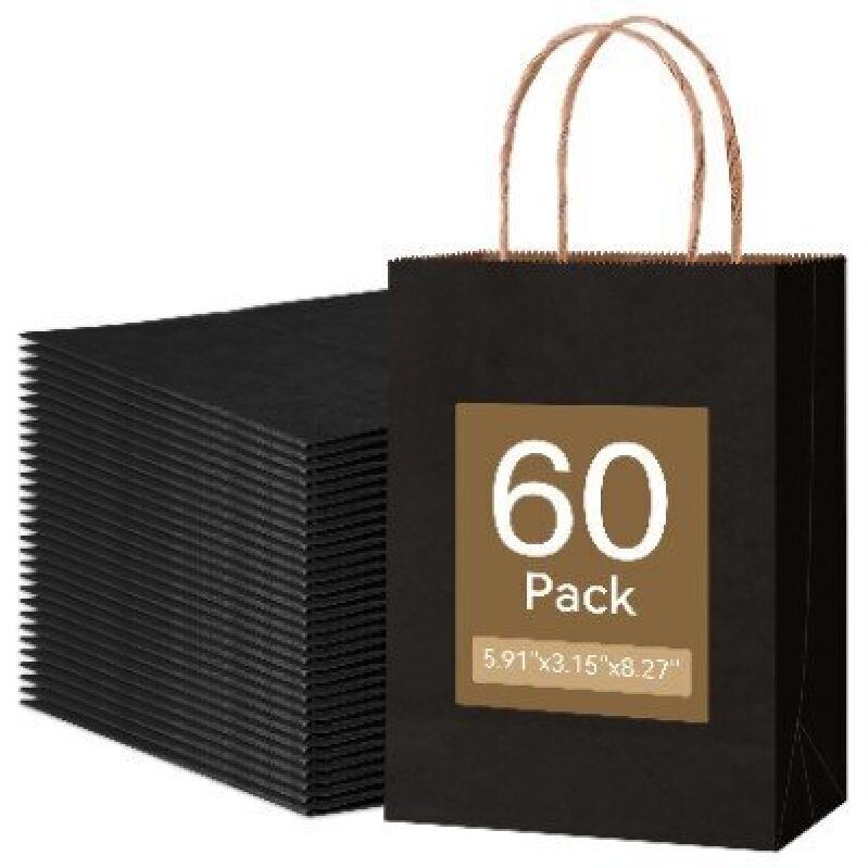 Elegant Black Kraft Paper Gift Bags - Perfect for Any Occasion