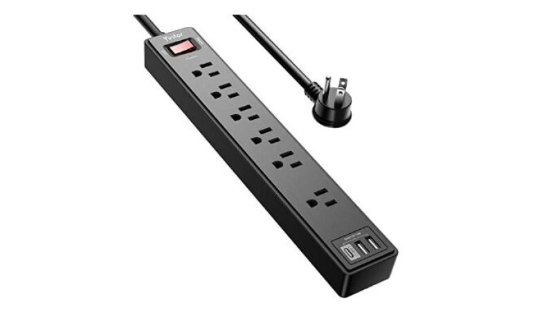 6Ft Power Strip Surge Protector - 6 AC Outlets & 3 USB Ports for Home & Office