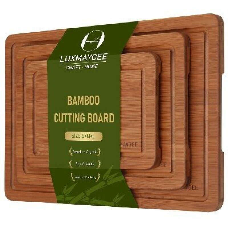 Luxmaygee Bamboo Cutting Board Set - Eco-Friendly, Durable, and Easy to Clean